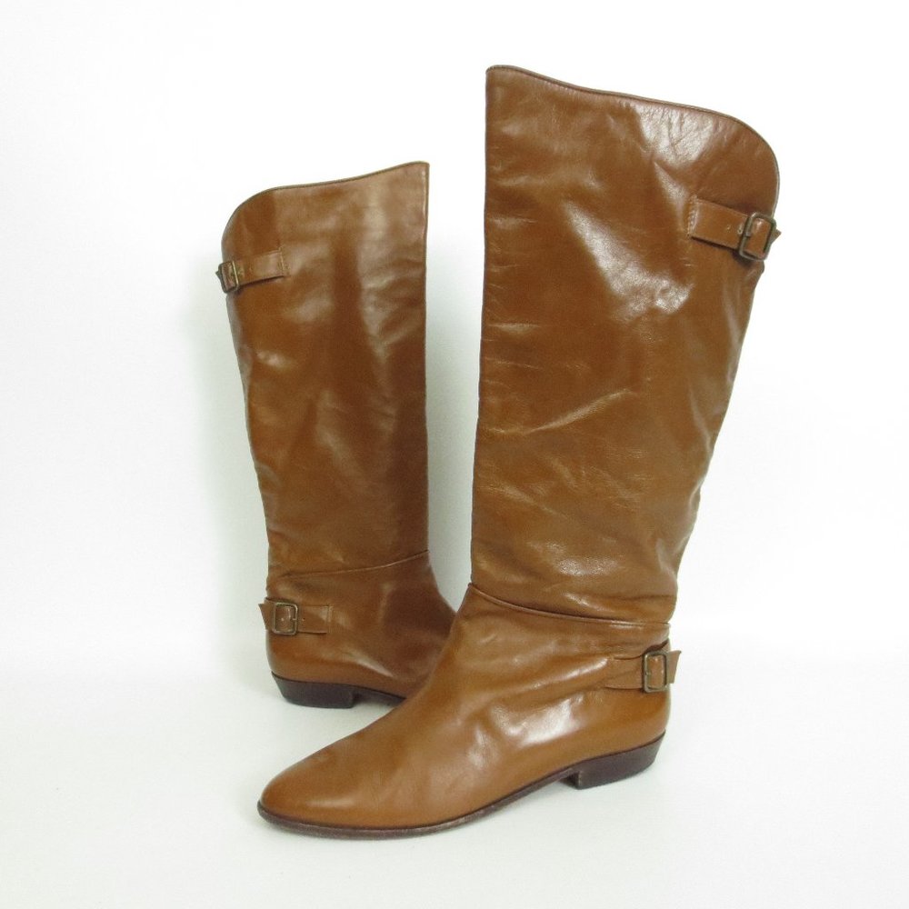 ANDREW GELLER Brown Leather Knee High Boots